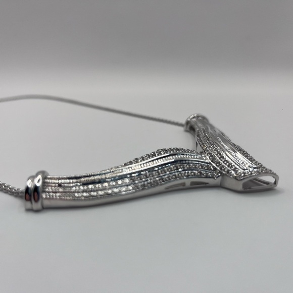 2 CT Natural Diamond Rhodium Evening Necklace - Picture 5 of 9